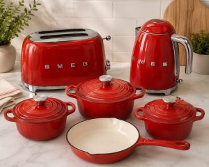 SMEG Cast Iron Pot Set + Toaster & Kettle Set
