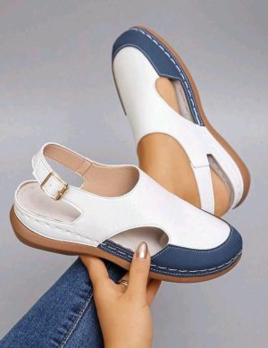 Ladies wedged heel sandals PU Leather