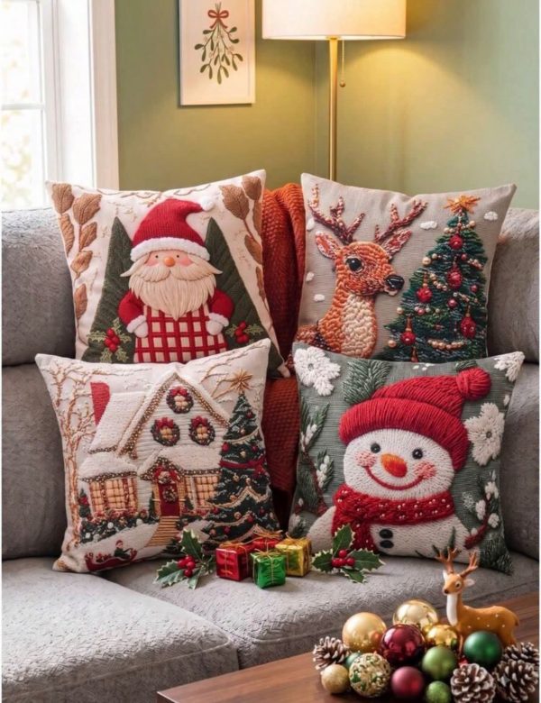 4-Piece Christmas Decorative Pillow Cover Set