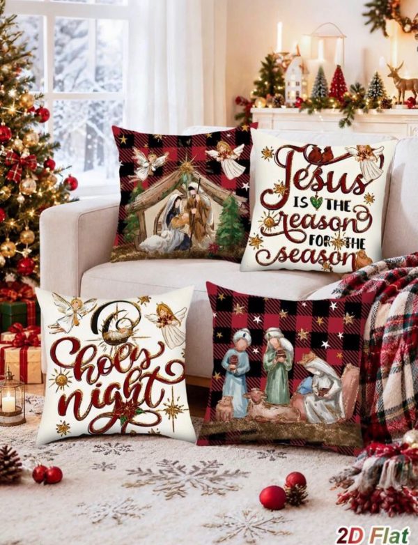 4-Piece Christmas Decorative Pillow Cover Set