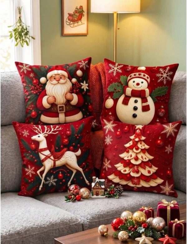 4-Piece Christmas Decorative Pillow Cover Set