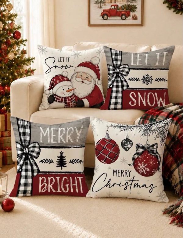 4-Piece Christmas Decorative Pillow Cover Set