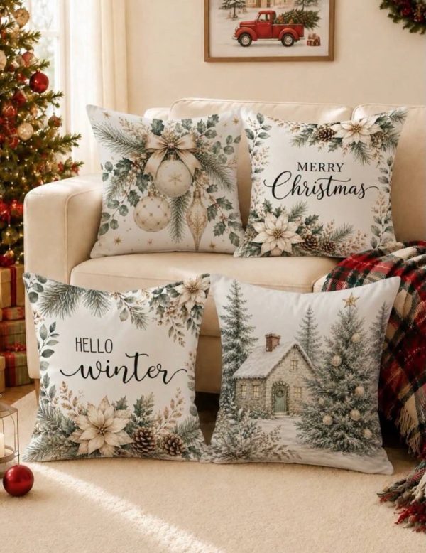 4-Piece Christmas Decorative Pillow Cover Set