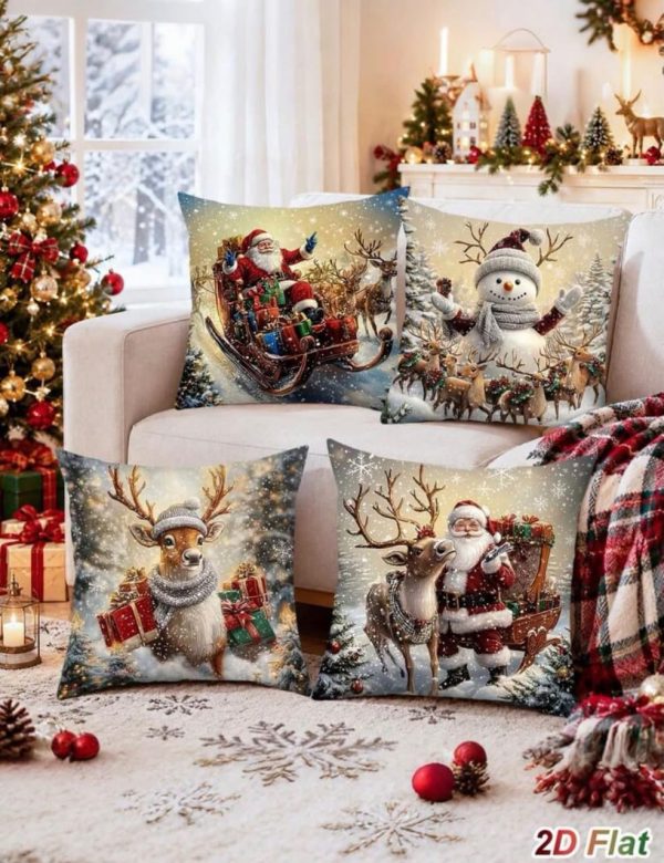 4-Piece Christmas Decorative Pillow Cover Set