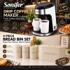 Sonifer Drip Coffee Maker & 4 Piece Bread Bin Set