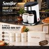Sonifer Drip Coffee Maker & 4 Piece Bread Bin Set