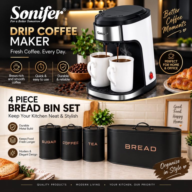 Sonifer Drip Coffee Maker & 4 Piece Bread Bin Set