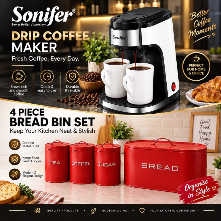 Sonifer Drip Coffee Maker & 4 Piece Bread Bin Set