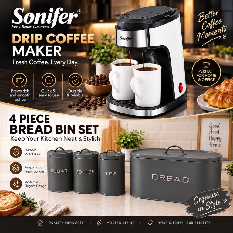 Sonifer Drip Coffee Maker & 4 Piece Bread Bin Set