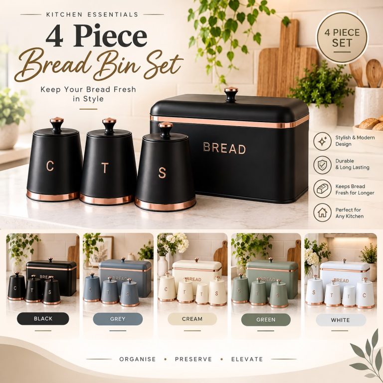 Bread Bin & 3-Piece Canister Set